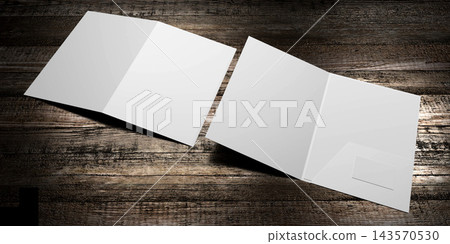 Opened and closed file folder mockup on wooden background Opened and closed file folder mockup on wooden background 143570530