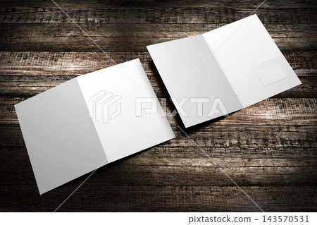 Opened and closed file folder mockup on wooden background 143570531