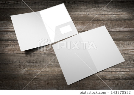 Opened and closed file folder mockup on wooden background 143570532