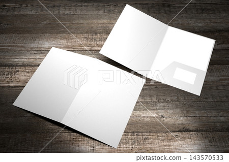 Opened and closed file folder mockup on wooden background Opened and closed file folder mockup on wooden background 143570533