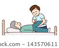 Senior man receiving rehabilitation in bed 143570611