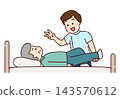 Senior man receiving rehabilitation in bed 143570612