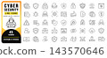 Cyber Security Line Icon Set Featuring 45 Editable Stroke Vector Symbols For Digital Protection, Network Security, Privacy, Encryption, Authentication, Malware, Hacking, Data Safety And Online Threats 143570646