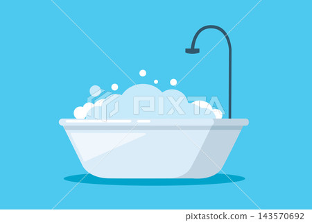 Bathtub with Bubbles vector Illustration 143570692