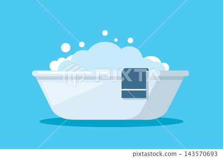 Bathtub with Bubbles vector Illustration Bathtub with Bubbles vector Illustration 143570693