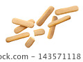 Savoiardi cookies flying close-up on a white background. Isolated 143571118