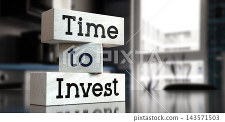 Time to invest - words on wooden blocks - 3D illustration Time to invest - words on wooden blocks - 3D illustration 143571503