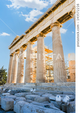 Parthenon columns on Acropolis in Athens Greece Parthenon columns on Acropolis in Athens Greece 143572216