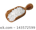 sea salt crystals in wooden scoop isolated PNG on transparent background 143572599