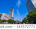 藍色衝擊號戰機在愛知縣名古屋市上空進行表演飛行。 143572771