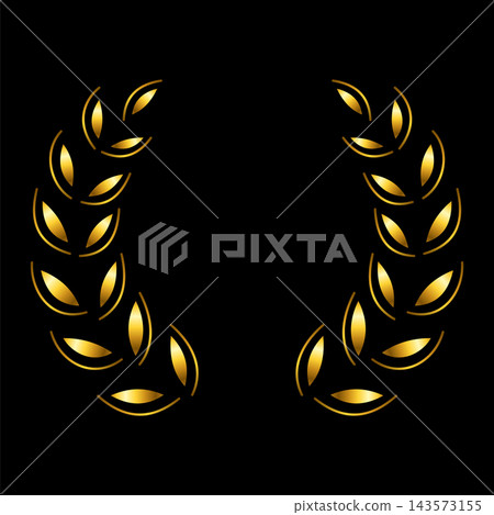 Vintage laurel wreath. Golden silhouette circular sign depicting award achievement heraldry, nobility, emblem. Laurel wreath award, winning, prize or victory Vintage laurel wreath. Golden silhouette circular sign depicting award achievement heraldry, nobility, emblem. Laurel wreath award, winning, prize or victory 143573155