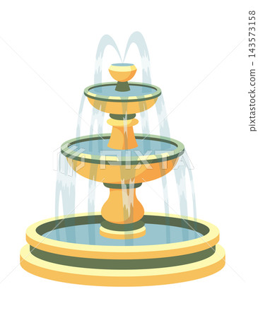 Water fountain and water splash. Vintage and modern architecture decor with splashing drops. Outdoor park decoration with architectural elements cartoon vector Water fountain and water splash. Vintage and modern architecture decor with splashing drops. Outdoor park decoration with architectural elements cartoon vector 143573158