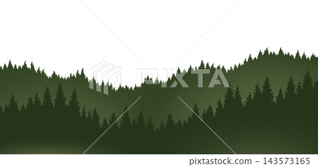 Mountains silhouettes landscape background. Rocky panorama with mountains skyline and pine tree forest. Scenery with slopes, vector cartoon illustration Mountains silhouettes landscape background. Rocky panorama with mountains skyline and pine tree forest. Scenery with slopes, vector cartoon illustration 143573165