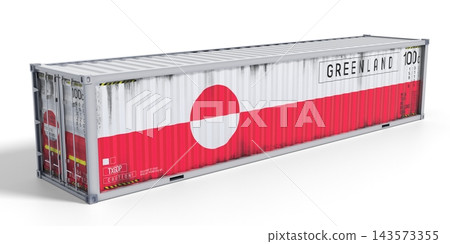 Greenland - 40 feet cargo container for international trade and logistics - 3D illustration Greenland - 40 feet cargo container for international trade and logistics - 3D illustration 143573355