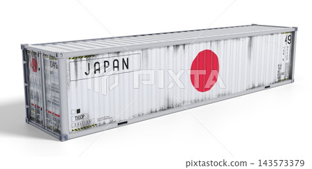 Japan - 40 feet cargo container for international trade and logistics - 3D illustration Japan - 40 feet cargo container for international trade and logistics - 3D illustration 143573379