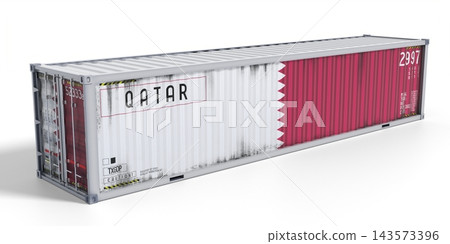 Qatar - 40 feet cargo container for international trade and logistics - 3D illustration Qatar - 40 feet cargo container for international trade and logistics - 3D illustration 143573396