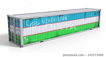 Uzbekistan - 40 feet cargo container for international trade and logistics - 3D illustration Uzbekistan - 40 feet cargo container for international trade and logistics - 3D illustration 143573406