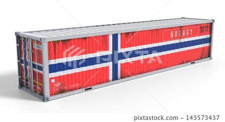 Norway - 40 feet cargo container for international trade and logistics - 3D illustration Norway - 40 feet cargo container for international trade and logistics - 3D illustration 143573437