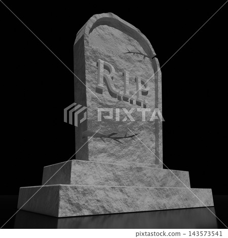 3D grave with rest in peace (RIP) letters, black background 3D grave with rest in peace (RIP) letters, black background 143573541