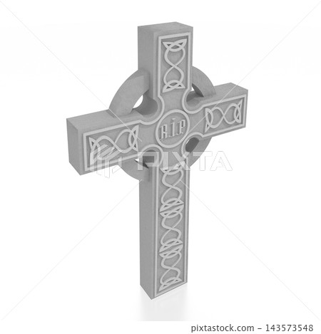 3D celtic cross on white background 143573548
