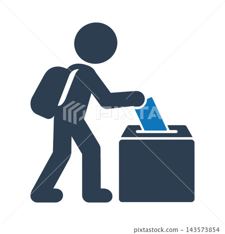 A student with a backpack dropping a ballot into a box icon A student with a backpack dropping a ballot into a box icon 143573854