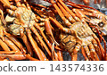新潟縣新潟市魚市上，新鮮的紅雪蟹整齊地排列著。 143574336