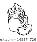 Cozy autumn vector artwork for coffee shops, cafes and restaurants featuring seasonal coffee hot drinks desserts fall ingredients 143574726