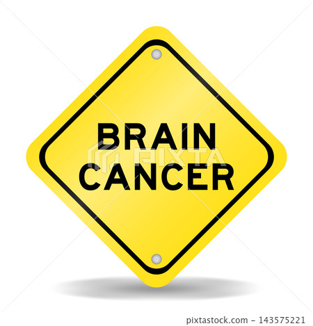 Yellow color transportation sign with word brain cancer on white background Yellow color transportation sign with word brain cancer on white background 143575221