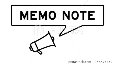 Megaphone icon with speech bubble in word memo note on white background Megaphone icon with speech bubble in word memo note on white background 143575439