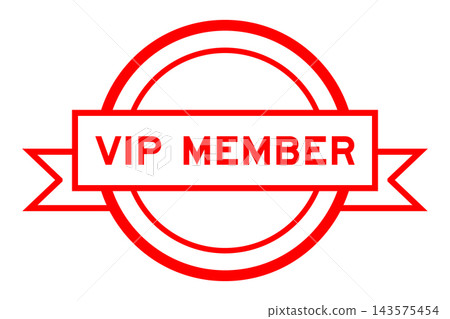Vintage red color round label banner with word VIP member on white background Vintage red color round label banner with word VIP member on white background 143575454