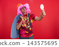 Mature man embracing active longevity and vibrant style 143575695