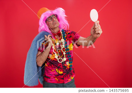 Mature man embracing active longevity and vibrant style 143575695