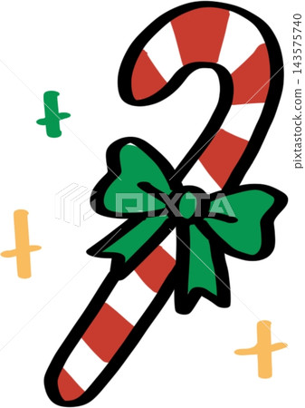 Red and White Striped Candy Cane with Holly Bow Red and White Striped Candy Cane with Holly Bow 143575740