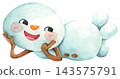 Watercolor Illustration of a Happy Snowman 143575791