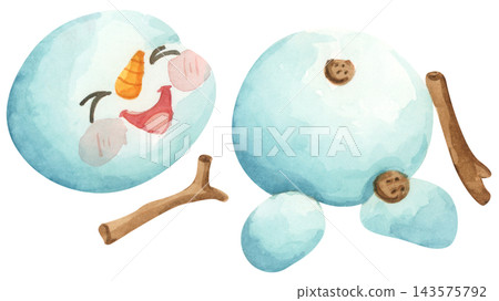 Watercolor Illustration of a Happy Snowman Watercolor Illustration of a Happy Snowman 143575792