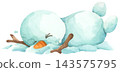 Watercolor Illustration of a Happy Snowman 143575795
