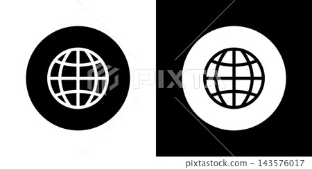 Globe Internet Connectivity Solid Icon Set. Global Network, Worldwide Communication, And Online Access Silhouette Symbol Collection. Digital World Representation. Isolated Vector Illustration 143576017