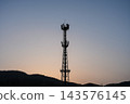 Silhouette of Telecommunication Tower and Base Station Antenna 143576145