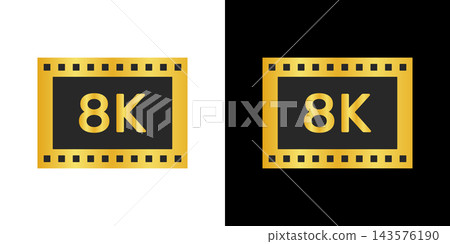 8K Ultra High Definition Video Filmstrip Label. Isolated Vector Illustration 8K Ultra High Definition Video Filmstrip Label. Isolated Vector Illustration 143576190