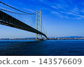 Akashi Kaikyo Bridge overlooking Kobe City 143576609