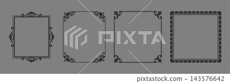 Set of decorative frames Elegant vector element for design in Eastern style, place for text. Floral black and gray frames. Lace illustration for invitations and greeting cards Set of decorative frames Elegant vector element for design in Eastern style, place for text. Floral black and gray frames. Lace illustration for invitations and greeting cards 143576642