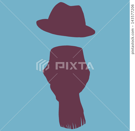 Hat and scarf silhouette Hat and scarf silhouette 143577206