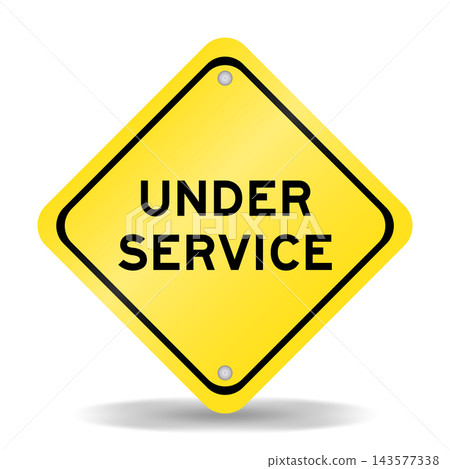 Yellow color transportation sign with word under service on white background Yellow color transportation sign with word under service on white background 143577338