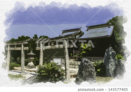 Watercolor style painting of Yokeiji Temple, Atago Shrine and Hiyoshi Shrine, Setouchi City, Okayama Prefecture Watercolor style painting of Yokeiji Temple, Atago Shrine and Hiyoshi Shrine, Setouchi City, Okayama Prefecture 143577405