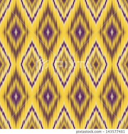 Hand-drawn Seamless Mustard Yellow Diamond Pattern for Traditional Fabric Wallpaper Printing 143577481