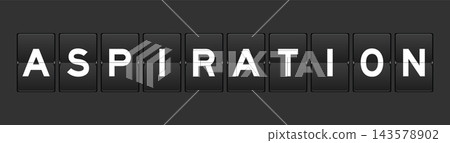 Black color analog flip board with word aspiration on gray background 143578902