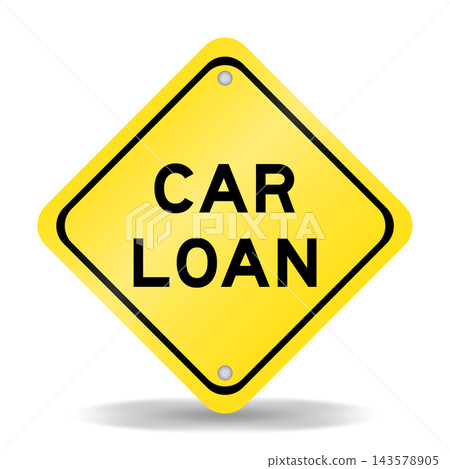 Yellow color transportation sign with word car loan on white background Yellow color transportation sign with word car loan on white background 143578905