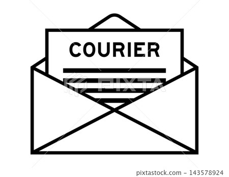 Envelope and letter sign with word courier as the headline Envelope and letter sign with word courier as the headline 143578924