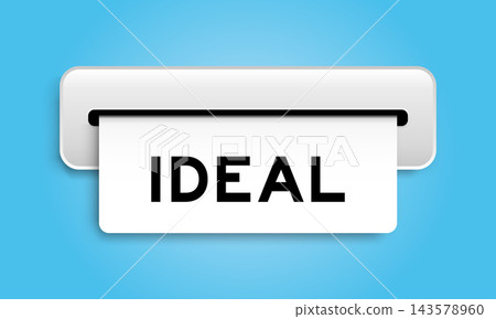 White coupon banner with word ideal from machine on blue color background White coupon banner with word ideal from machine on blue color background 143578960