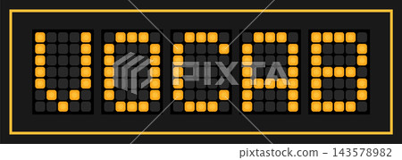 Orange color led banner in word vocab on black background Orange color led banner in word vocab on black background 143578982